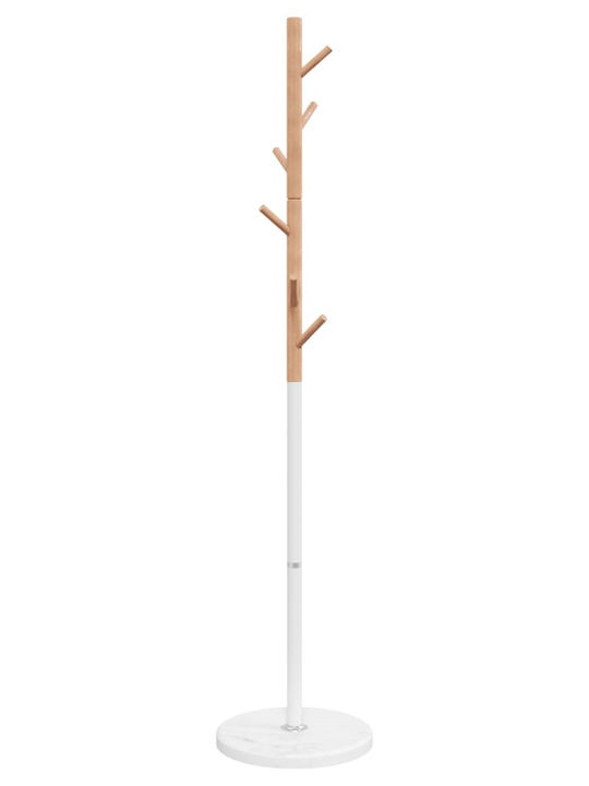 vidaXL Metallic Coat Rack White / Natural 37x37x172cm