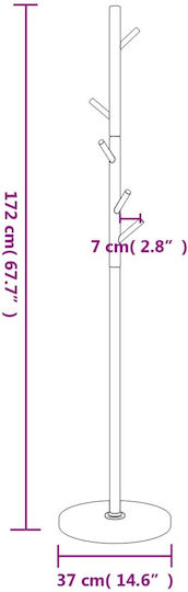 vidaXL Metallic Coat Rack White / Natural 37x37x172cm