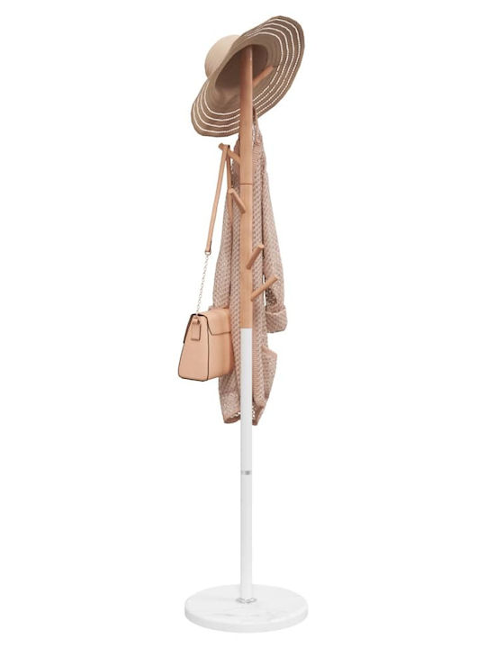 vidaXL Metallic Coat Rack White / Natural 37x37x172cm