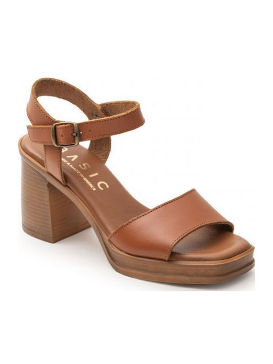 Din piele Sandale Tabac maro