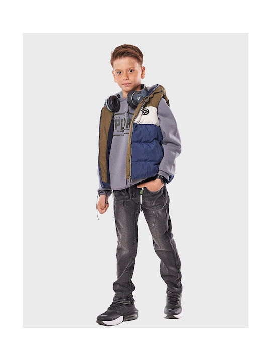 Hashtag Kids Casual Jacket Sleeveless with Hood Haki