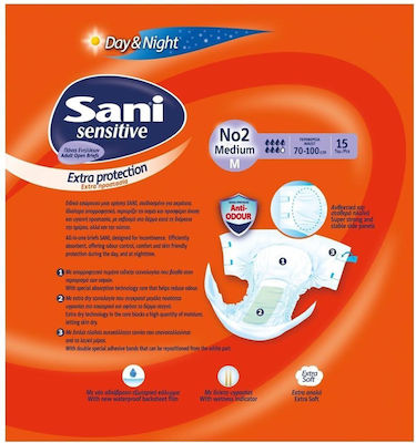 Sani Sensitive Extra Protection Incontinence Diapers Medium 15pcs