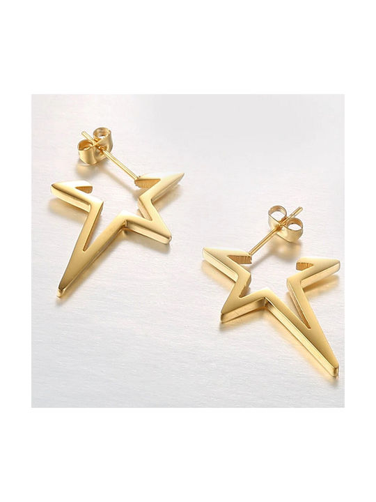 Stainless Steel Hoop Earrings in Star Shape Gold