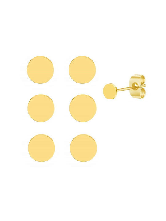 Set of 6 Gold Plated Stainless Steel Stud Earrings 1