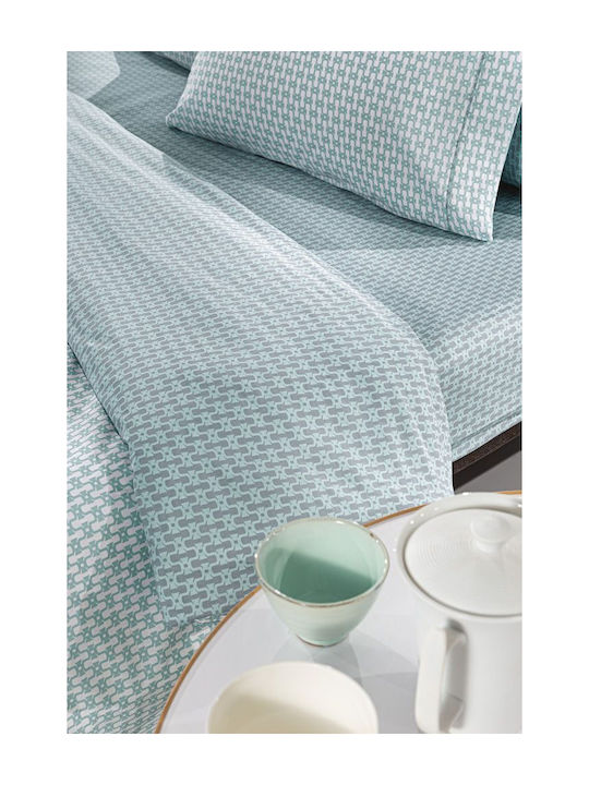 Guy Laroche Set Cearșafuri King Size 270x265cm. Vesta Aqua 4buc