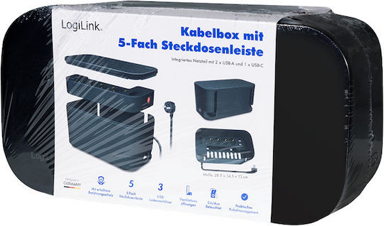 LogiLink Πολύπριζο 5 Θέσεων με 2 USB-A, 1 USB-C και Καλώδιο 1.5m