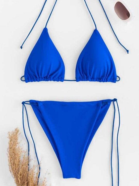 Set Bikini Dreieck mit Abnehmbarer Verstärkung & Brasilien Blau