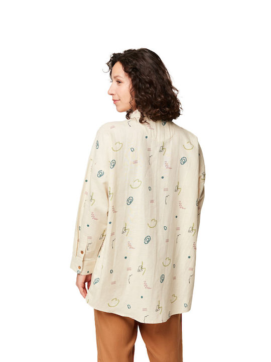 Picture Organic Clothing Women's Linen Long Sleeve Shirt Ecru