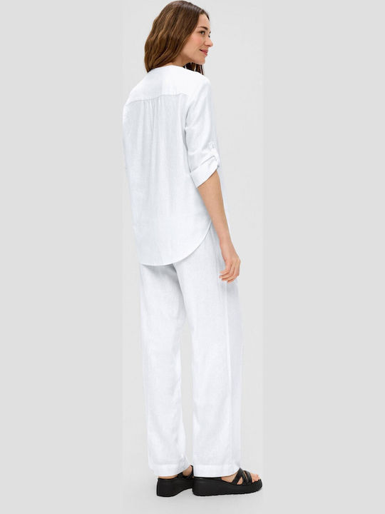 Women's Summer Blouse Linen White