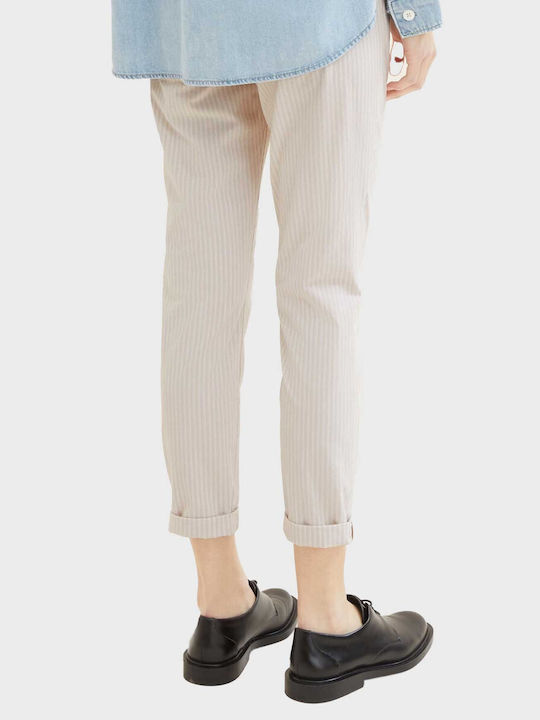 Tom Tailor Femei Bumbac Pantaloni cu Croială Tapered Beige