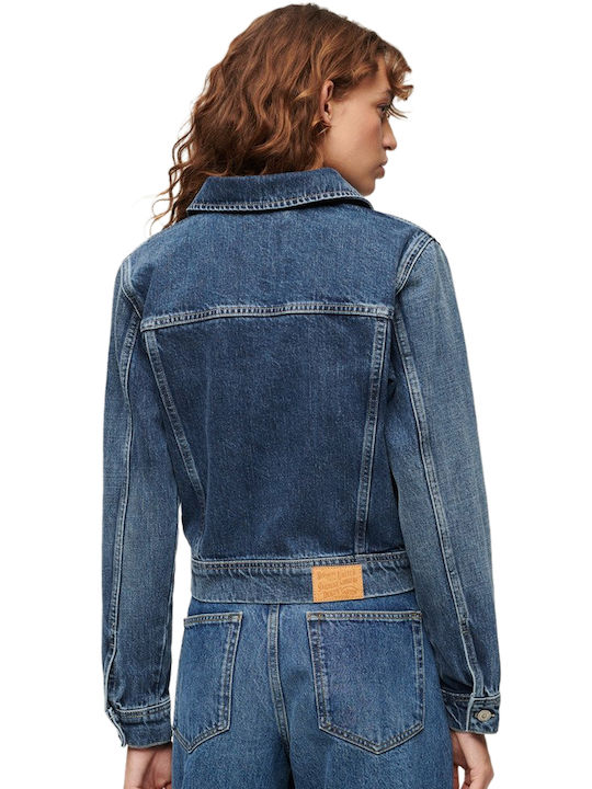 Superdry Trucker Women's Short Jean Jacket for Spring or Autumn Beverley Blue