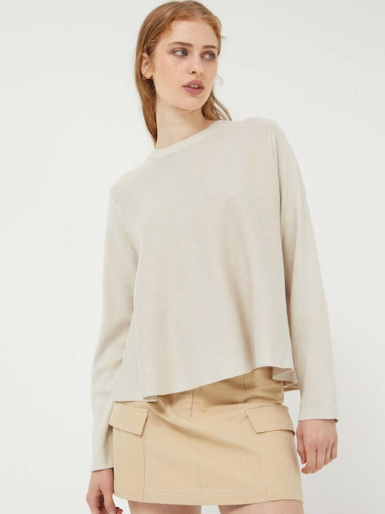 Compania Fantastica Women's Long Sleeve Pullover Cotton Beige