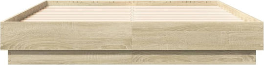 Bed Base Semi-Double made of Wood Beige 120x190cm.