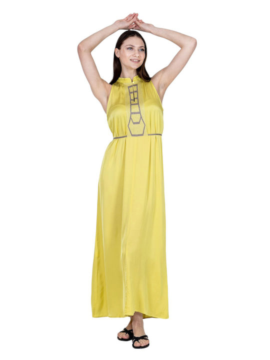 Maxi Abendkleid Satin Gelb