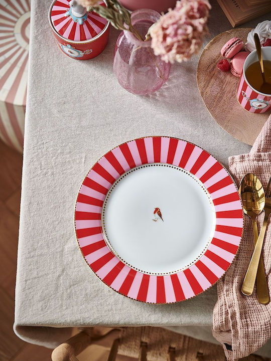 PiP Studio Πιάτο Γλυκού από Πορσελάνη Red-Pink με Διάμετρο 21cm