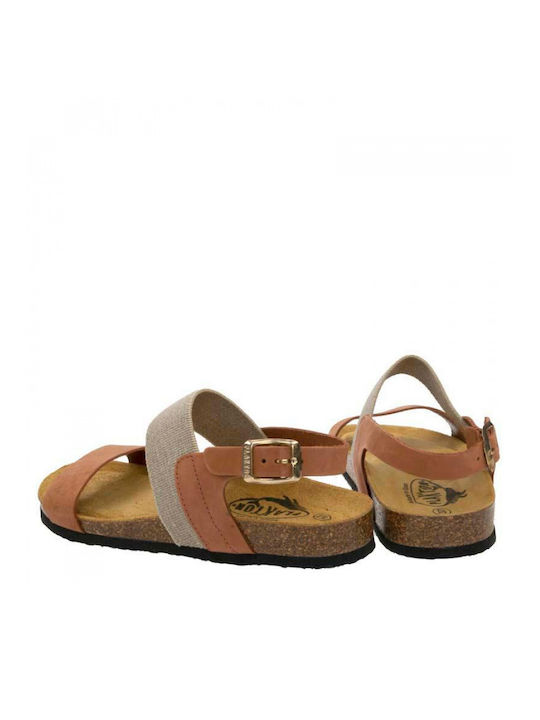 Plakton Banda Leder Damen Flache Sandalen in Braun Farbe