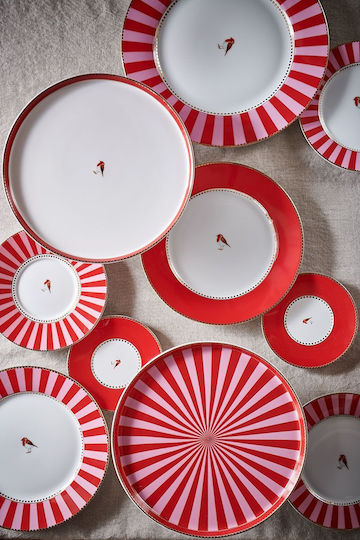 PiP Studio Πιάτο Γλυκού από Πορσελάνη Red-Pink με Διάμετρο 21cm