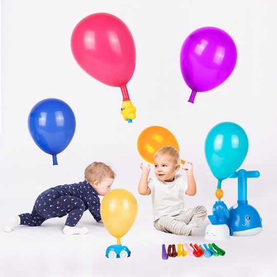 Kinder Spielzeug Set Zola fliegender Wal 2 in 1 Ballonpumpe Ballonwerfer fischliebender Wal