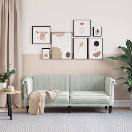Zweisitzer Samt Sofa Hell-Grau 182x77x74cm