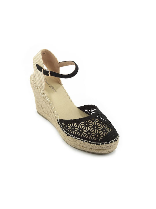 Fshoes Platforme dama în stil espadrile Negre