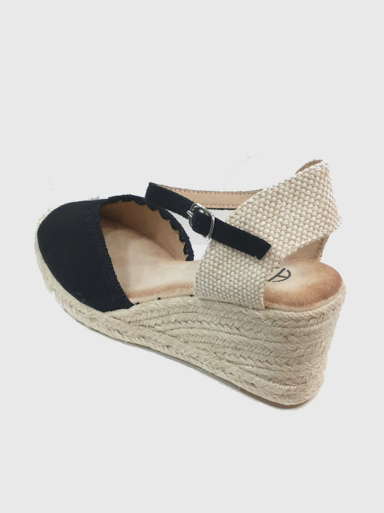 Super Mode Platforme dama în stil espadrile Negre