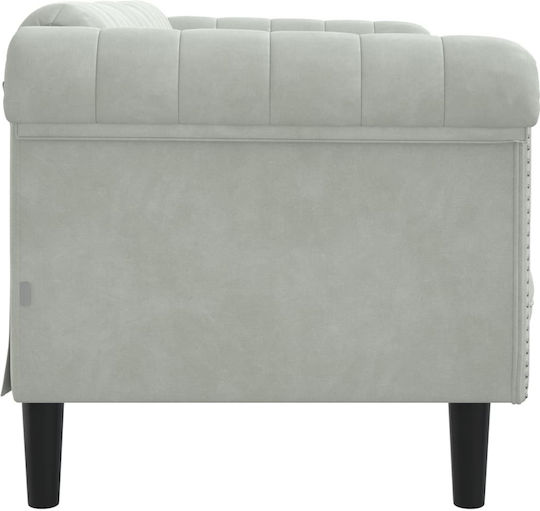 Zweisitzer Samt Sofa Hell-Grau 182x77x74cm