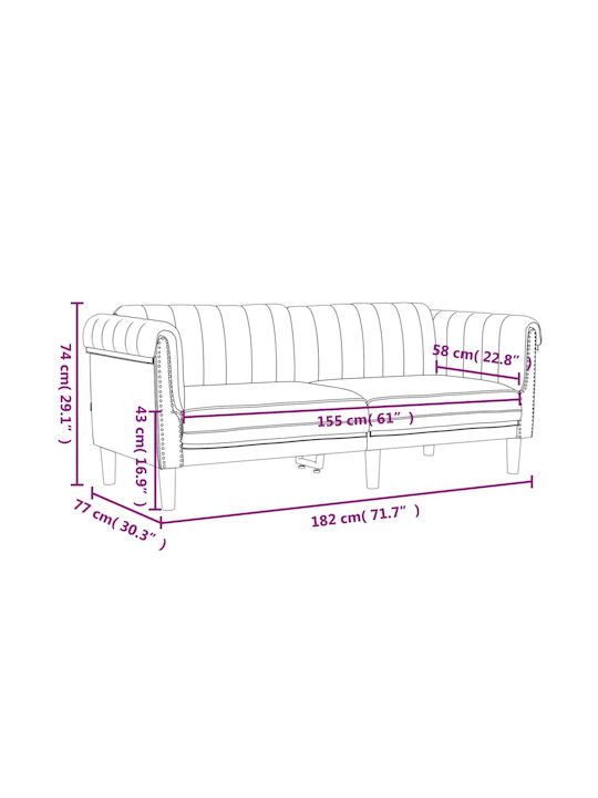 Two-Seater Couch Velvet Pink 182x77x74cm