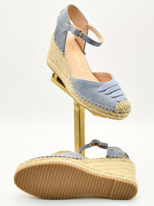 Damenplattformen im Espadrilles-Stil Hellblau