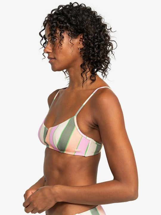 Roxy Bikini Swim Top with Adjustable Straps Multicolour Striped