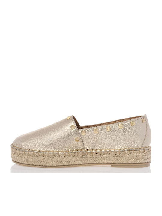 Women's Leather Espadrilles Gold