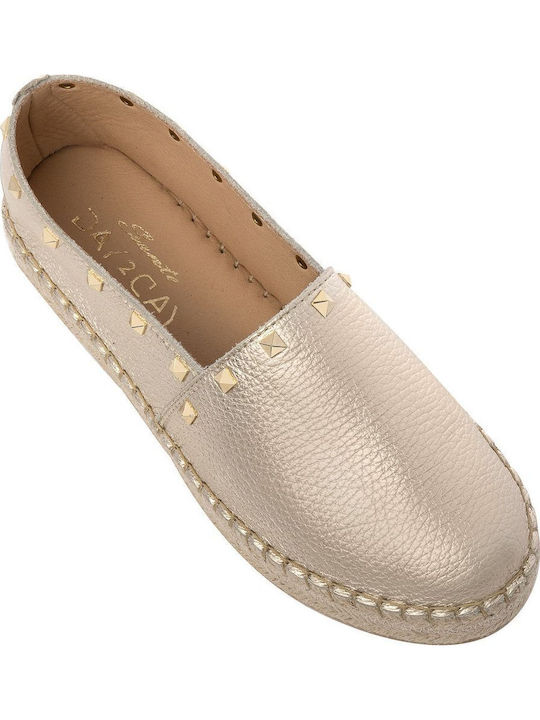 Women's Leather Espadrilles Gold