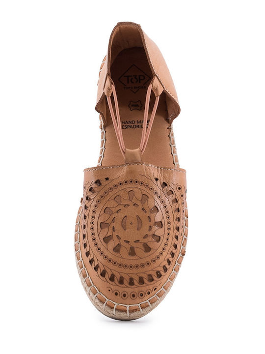 Women's Leather Espadrilles Tabac Brown