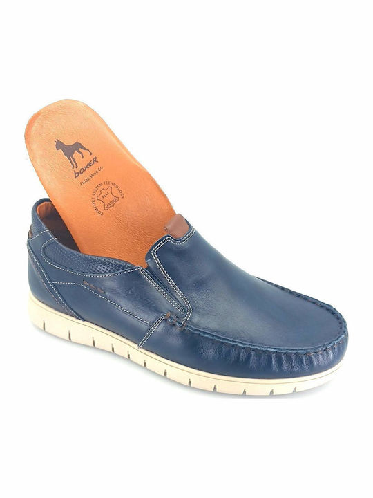 Ανατομικά Δερμάτινα Ανδρικά Slip-On Μπλε