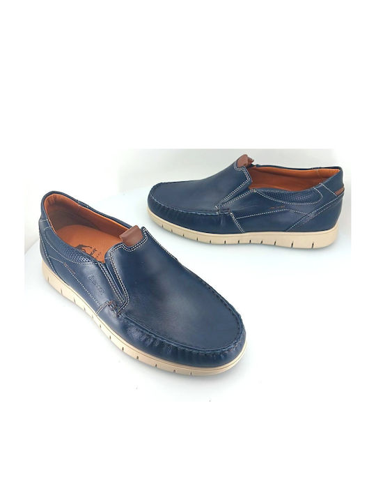 Ανατομικά Δερμάτινα Ανδρικά Slip-On Μπλε
