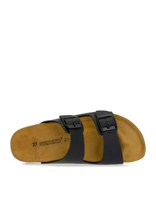 Leather Women's Flat Sandals Anatomic in Black Color