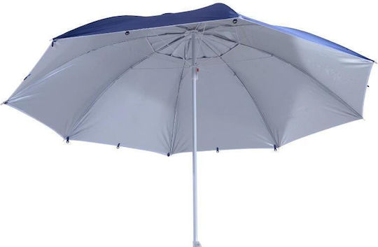 Folding Beach Umbrella Diameter 2.1m Blue