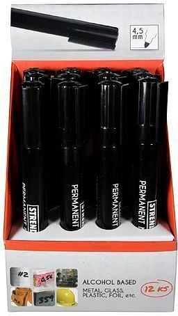 Marker permanent 4.5 mm, set 12 bucăți, negru, Strend Pro