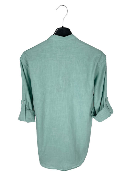 Life Style Butiken Men's Shirt Long Sleeve Linen Green