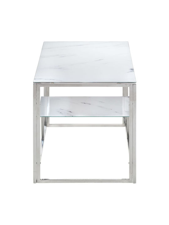 Rectangular Central Glass Coffee Table Silver M110xW45xH45cm