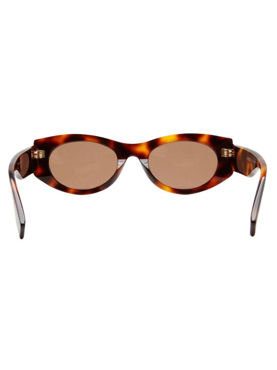Fendi Women's Sunglasses with Brown Tartaruga Plastic Frame