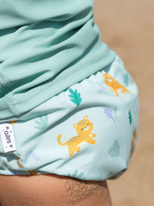 Saro Cheetah Costum De Baie Pentru Copii Scutec De Înot Albastru Deschis
