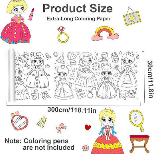 Rola de hârtie autoadezivă tăietoare pentru desenat și colorat 3m X 30 cm Design Prințesă