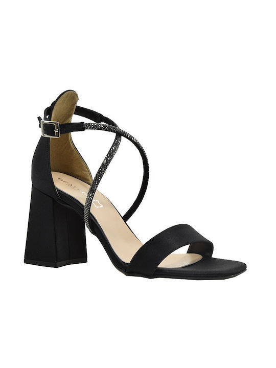 Piedini Stoff Damen Sandalen in Schwarz Farbe