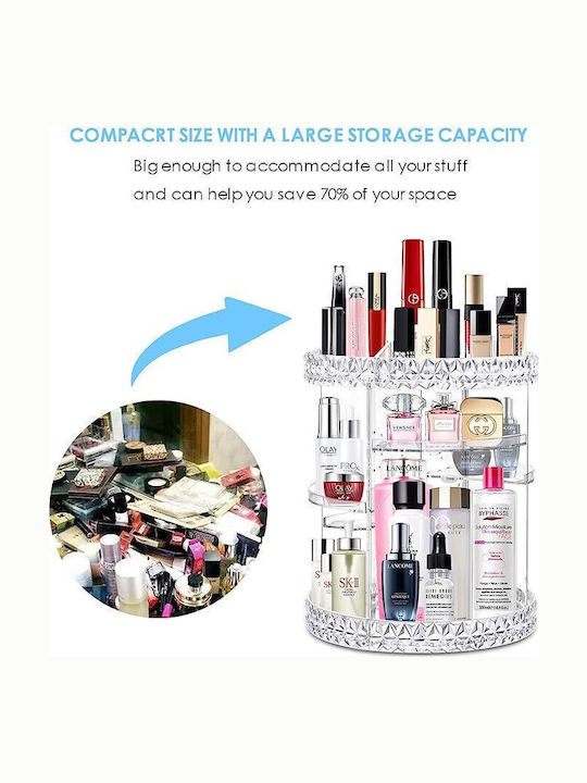 Organizator Rotativ De Cosmetice Cu Separatoare Transparent 28x21.5cm