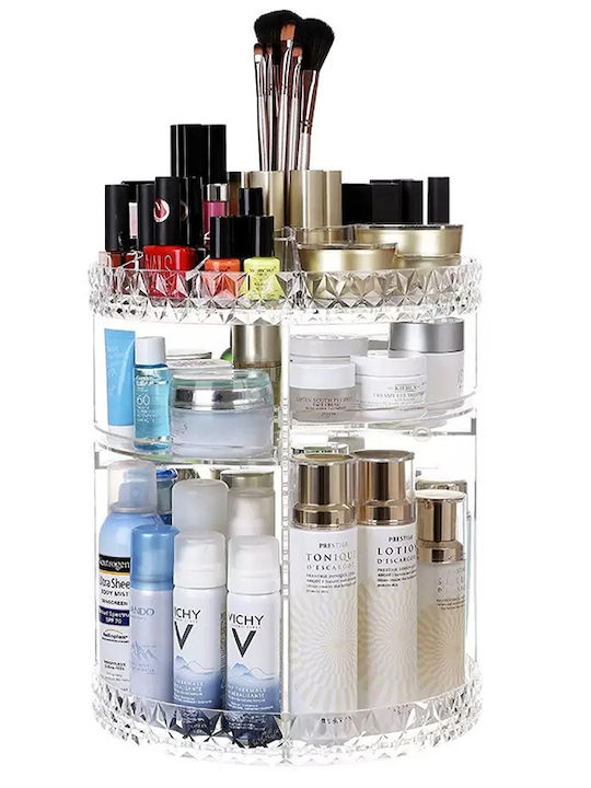 Organizator Rotativ De Cosmetice Cu Separatoare Transparent 28x21.5cm