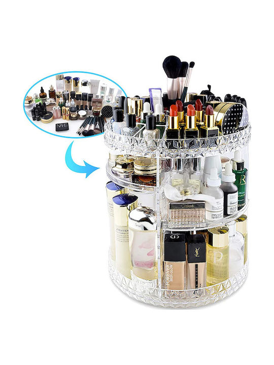 Organizator Rotativ De Cosmetice Cu Separatoare Transparent 28x21.5cm