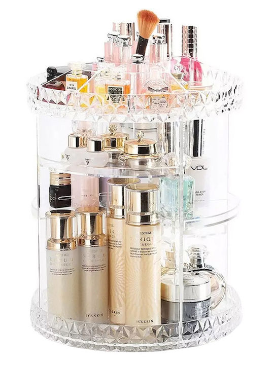 Organizator Rotativ De Cosmetice Cu Separatoare Transparent 28x21.5cm