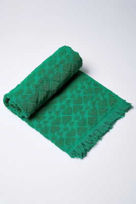 SugarFree Beach Towel Green with Fringes