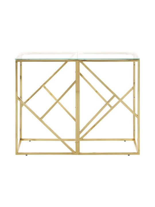 Console Table Metal with Glass Surface Gold L90xW40xH70cm