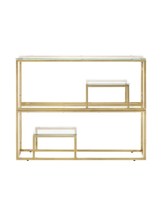 Console Table Metal with Glass Surface Gold L90xW30xH70cm